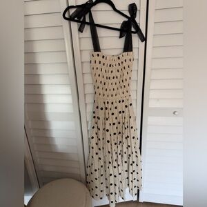 Polka dot maxi dress with bow tie straps